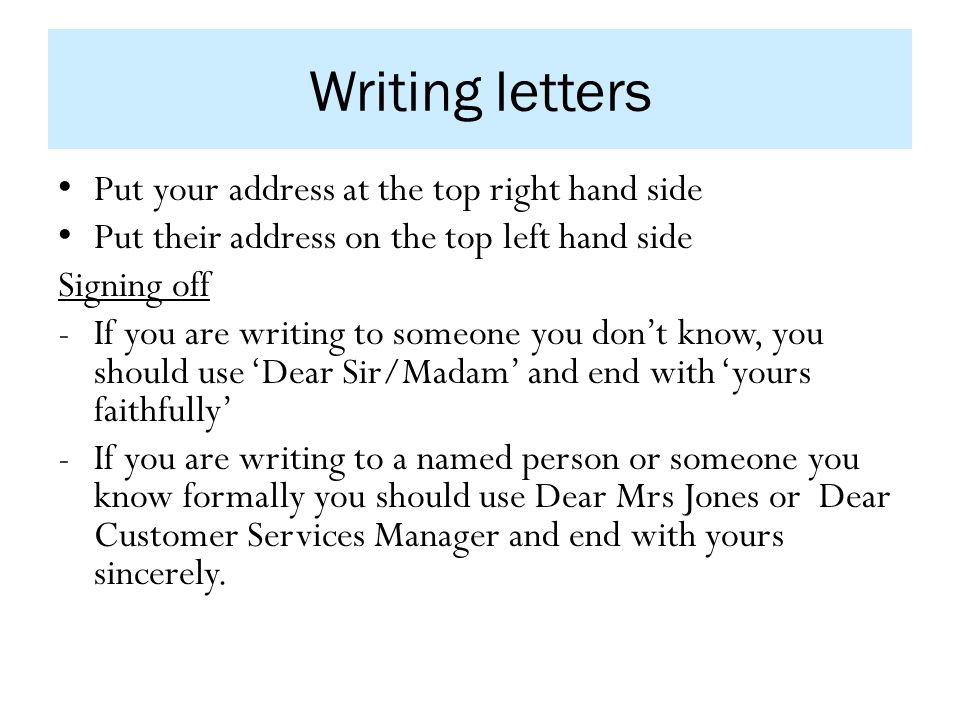 writing a letter address left or right